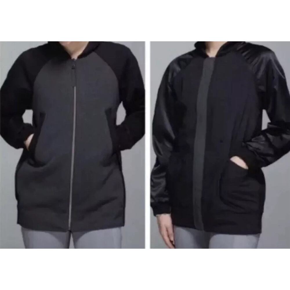 LULULEMON Both Ways Bomber Reversible Jacket Athletic Heathered Black MEDIUM